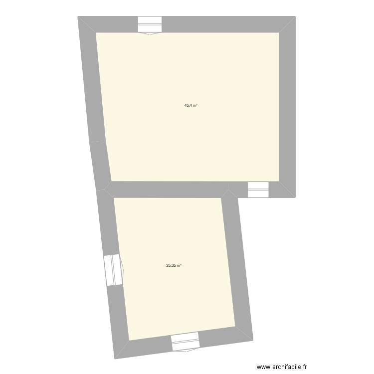 Saint-Come Sous Sol. Plan de 2 pièces et 71 m2