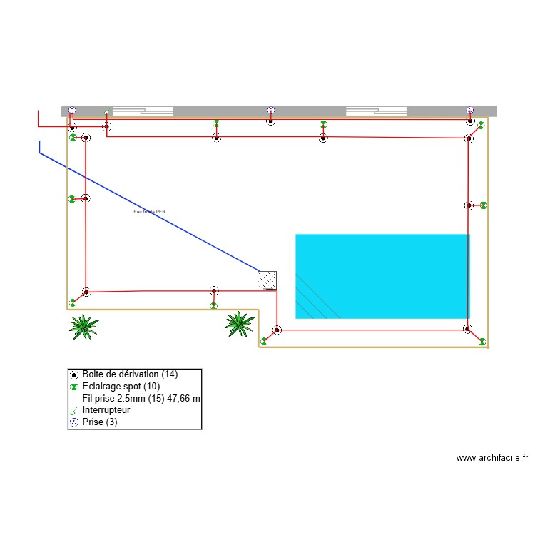 Terrasse schéma électrique. Plan de 0 pièce et 0 m2