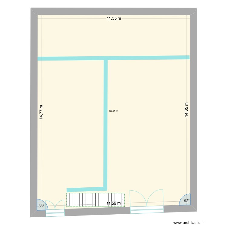 Pailliere 1 Et. Plan de 1 pièce et 168 m2