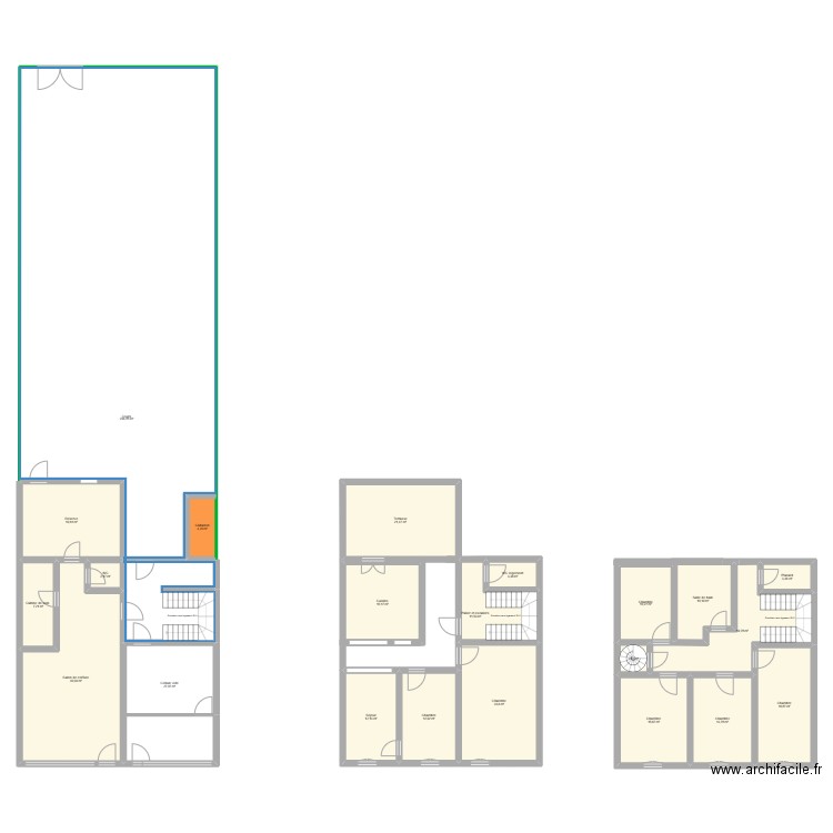 RDC. Plan de 22 pièces et 540 m2