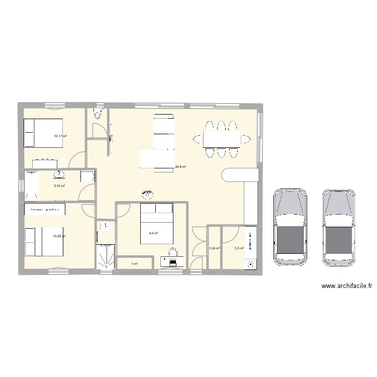 Maison 1. Plan de 9 pièces et 85 m2