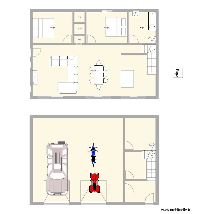 Plan maison Triplex avec Garage. Plan de 0 pièce et 0 m2