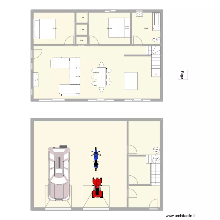 Plan maison Triplex avec Garage. Plan de 8 et 178 m² Plan maison Triplex avec Garage. Plan de 8 et 178 m²