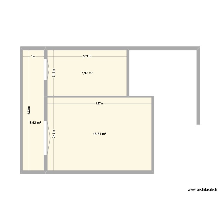 ap t1bis. Plan de 3 pièces et 30 m2