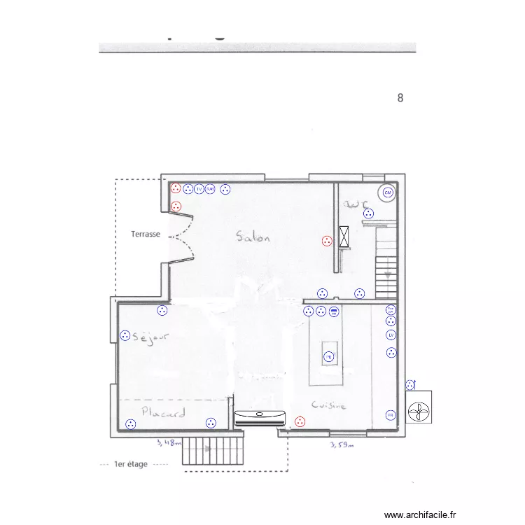 Maison Mousac elec prise. Plan de 