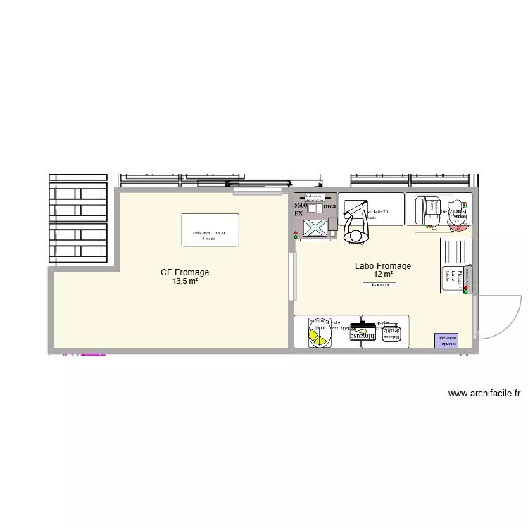 Labo Fromage La Motte V3. Plan de 2  et 26 m²