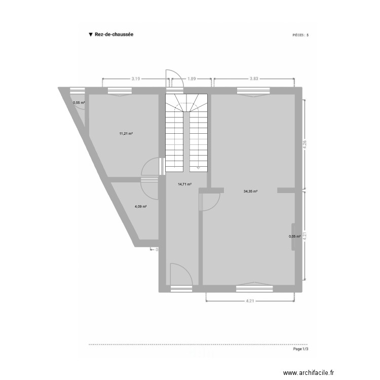 CSE RDC. Plan de 6 pièces et 65 m2
