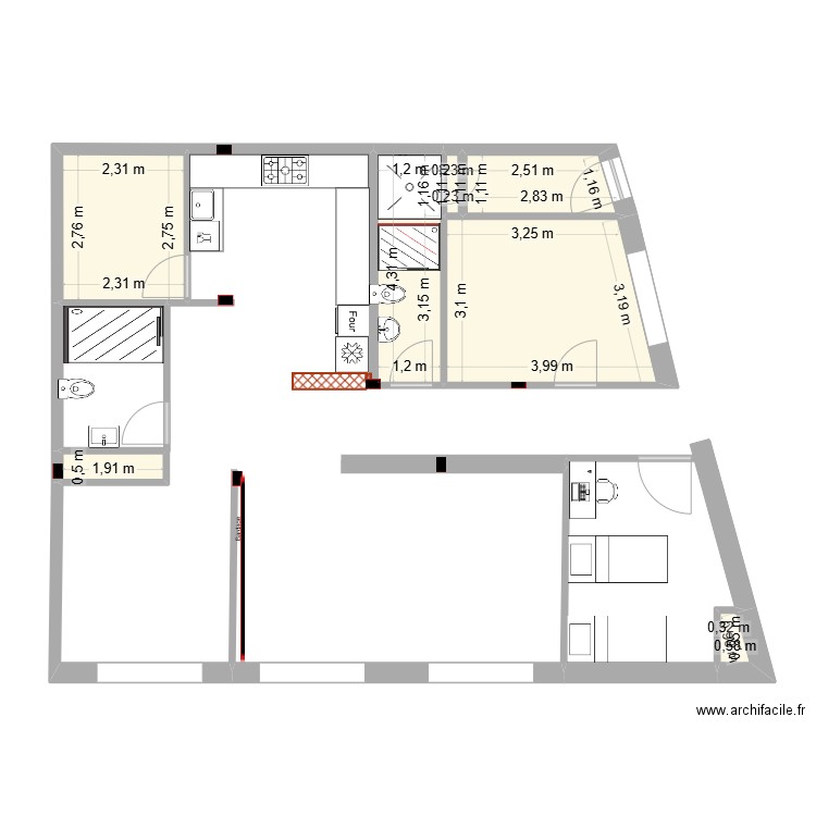 DAR3. Plan de 7 pièces et 27 m2