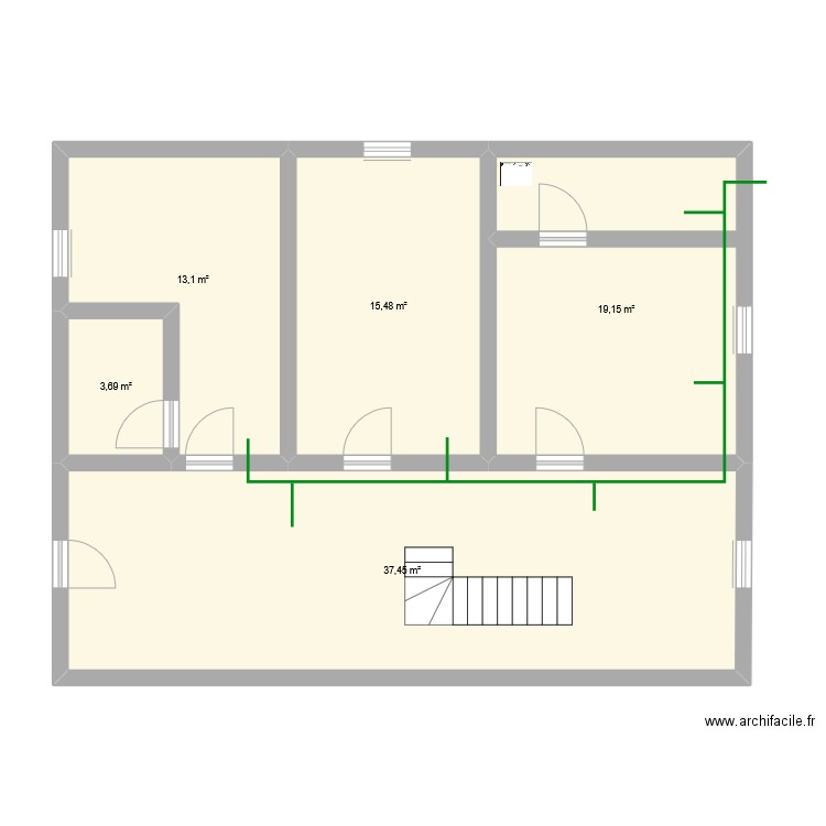 morel. Plan de 5 pièces et 89 m2