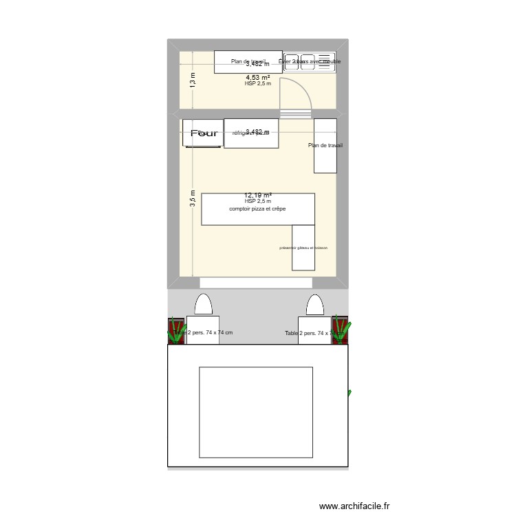cantina. Plan de 0 pièce et 0 m2