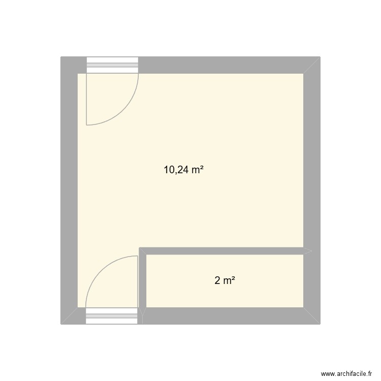 chambre 1. Plan de 2 pièces et 12 m2