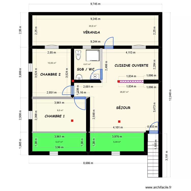 EUDARIC rdj 3. Plan de 7 et 85 m² EUDARIC rdj 3. Plan de 7 et 85 m²