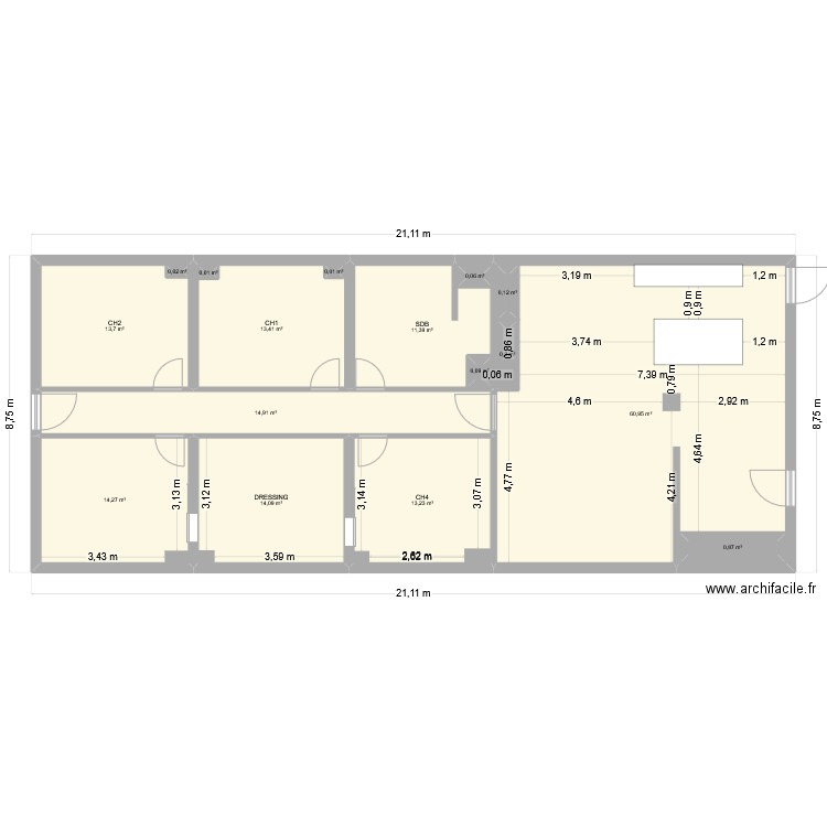 Plan pour chauffage au sol. Plan de 8 pièces et 163 m2