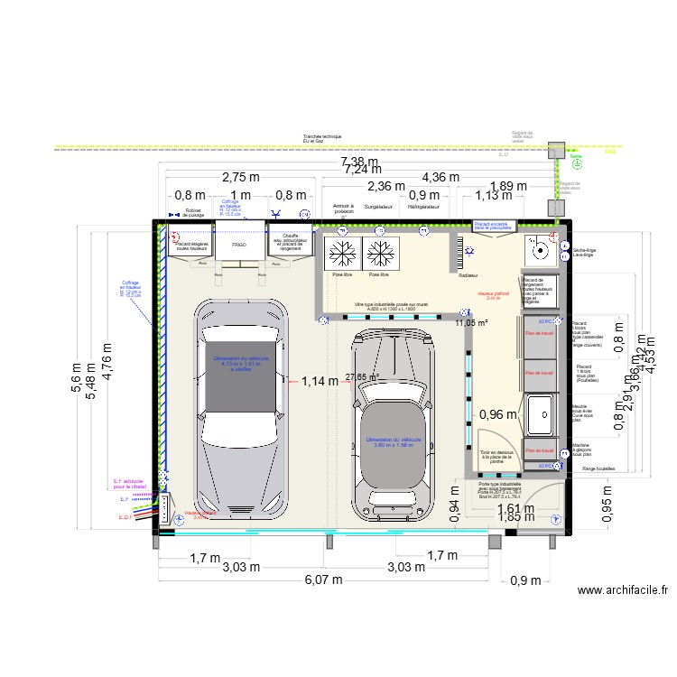 Agencement garage 8. Plan de 2 pièces et 53 m2