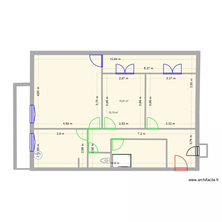 Appart Clem. Plan de 2 Pièces et 81 m²