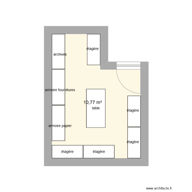 FOURNITURES ADMINISTRATIVES. Plan de 1 pièce et 11 m2