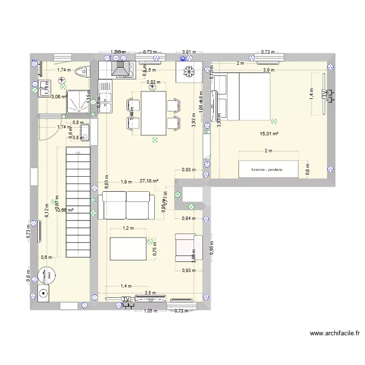 salon. Plan de 4 Pièces et 56 m² salon. Plan de 4 Pièces et 56 m²
