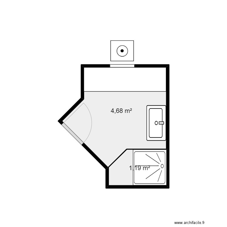 Salle de bains v1. Plan de 2 pièces et 6 m2
