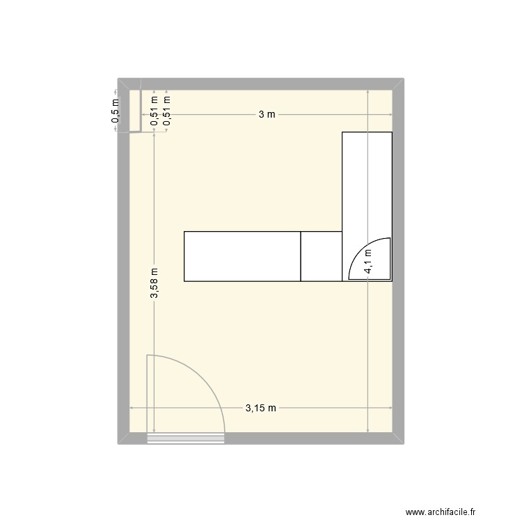 Bureau IVT. Plan de 2 pièces et 13 m2