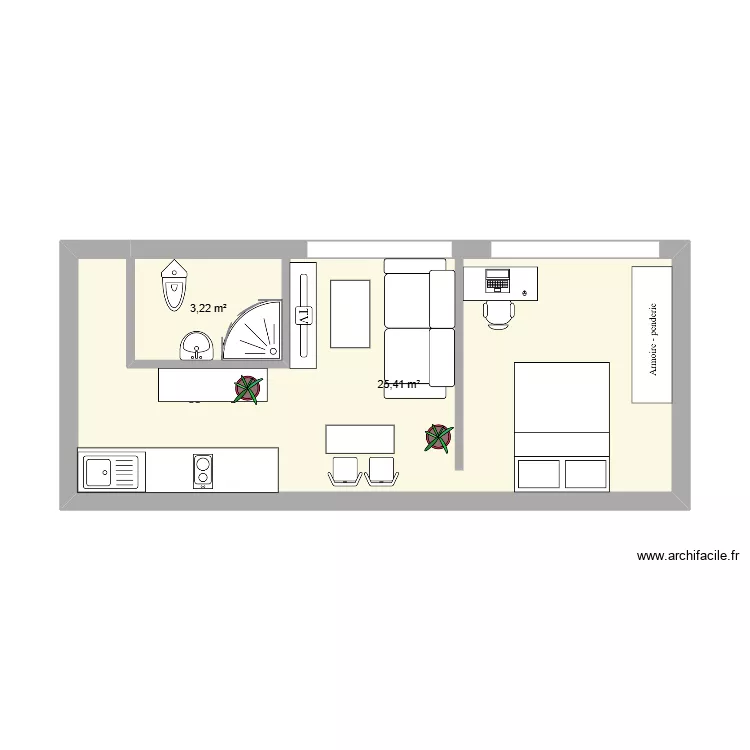 test 1 6 passage driancourt. Plan de 2  et 29 m²