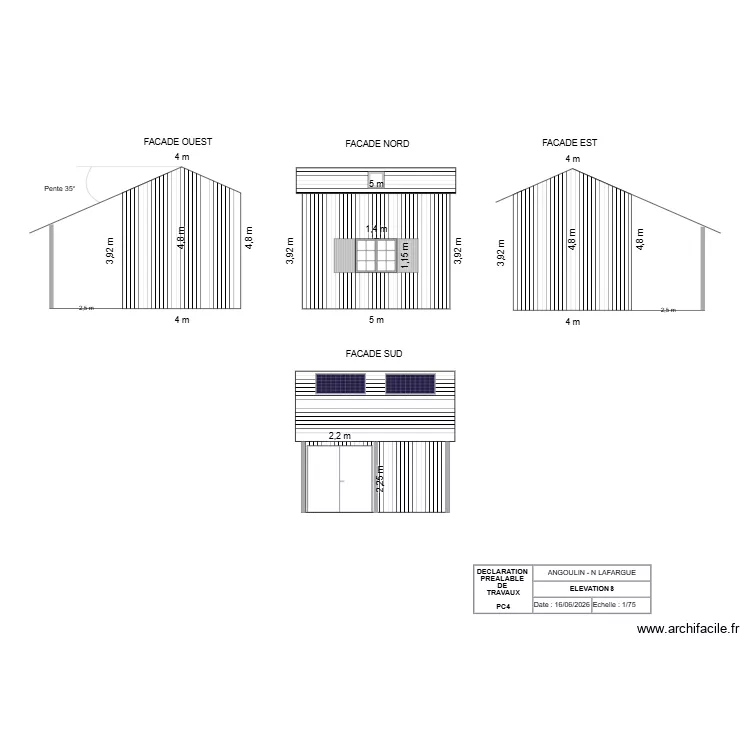 maison bois Angoulin-ELEVATIONS-PC4. Plan de 2  et 19 m²
