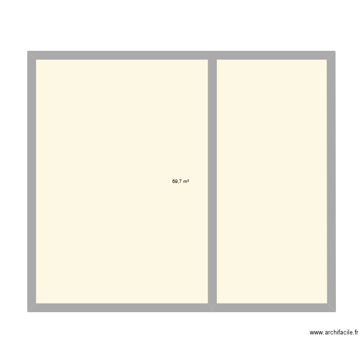 client. Plan de 1 pièce et 70 m2