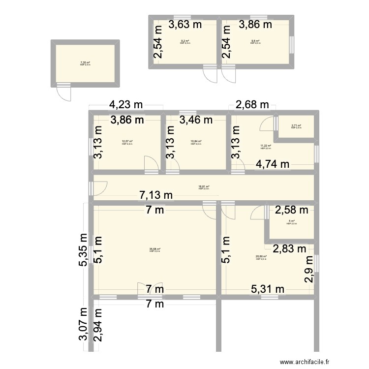 MOKOLO. Plan de 11 pièces et 144 m2