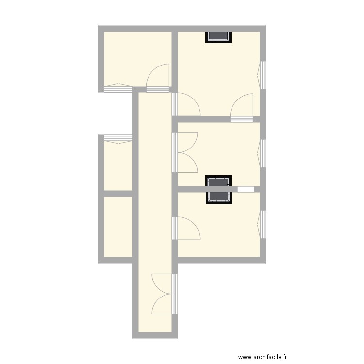 Distribution bureaux 10 Chateaudun. Plan de 7 pièces et 40 m2