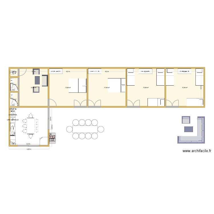 cabane. Plan de 8 pièces et 87 m2