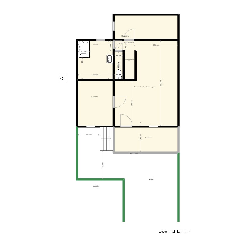 POURNOT Av TRV. Plan de 6 pièces et 53 m2