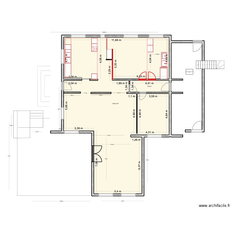INTERIEUR EXISTANT. Plan de 2 pièces et 161 m2