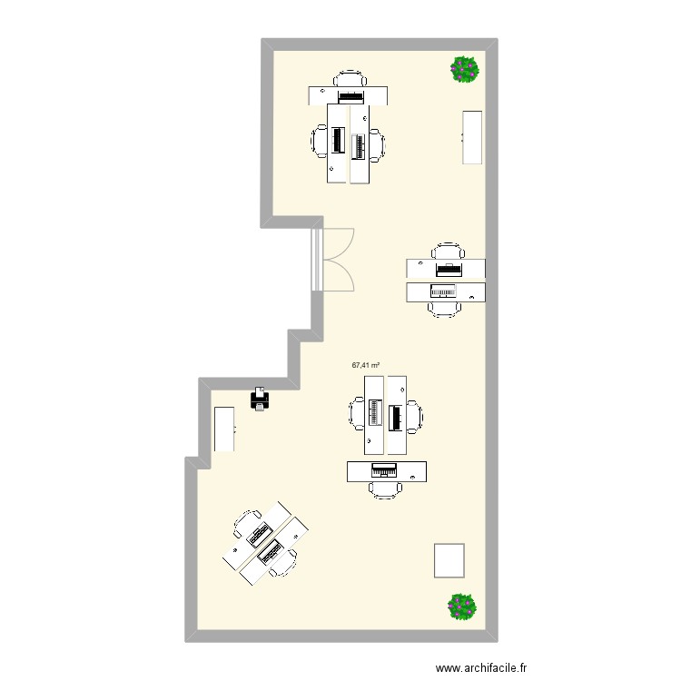BUREAU 3EME 05.25. Plan de 1 pièce et 67 m2