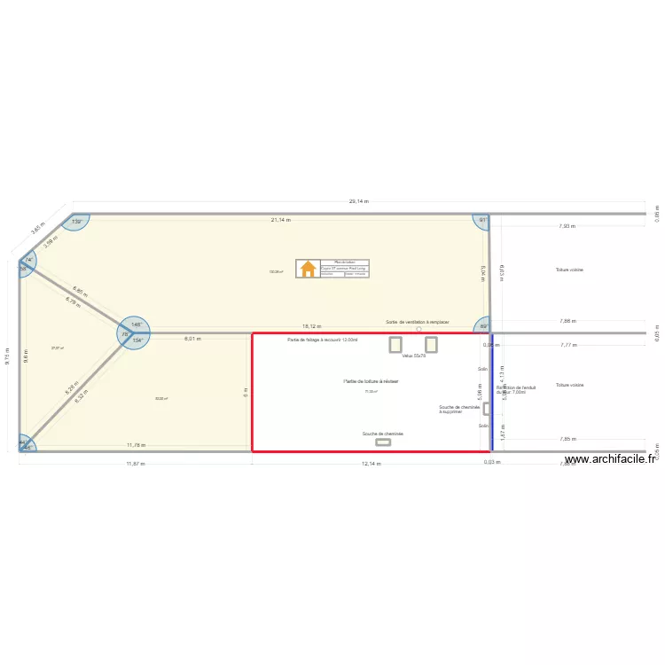 Chantier Paul Long r&eacute;paration. Plan de 