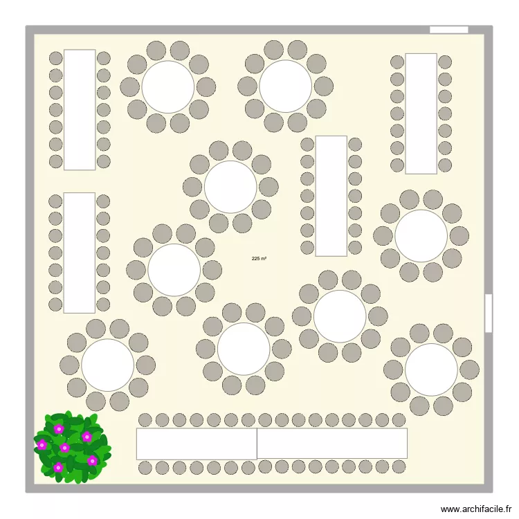 Plan de table Prieure. Plan de 1  et 225 m²