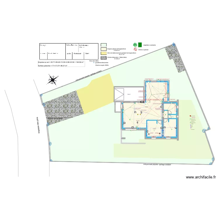 plan de masse &eacute;lectrique et plomberie. Plan de 9  et 782 m²