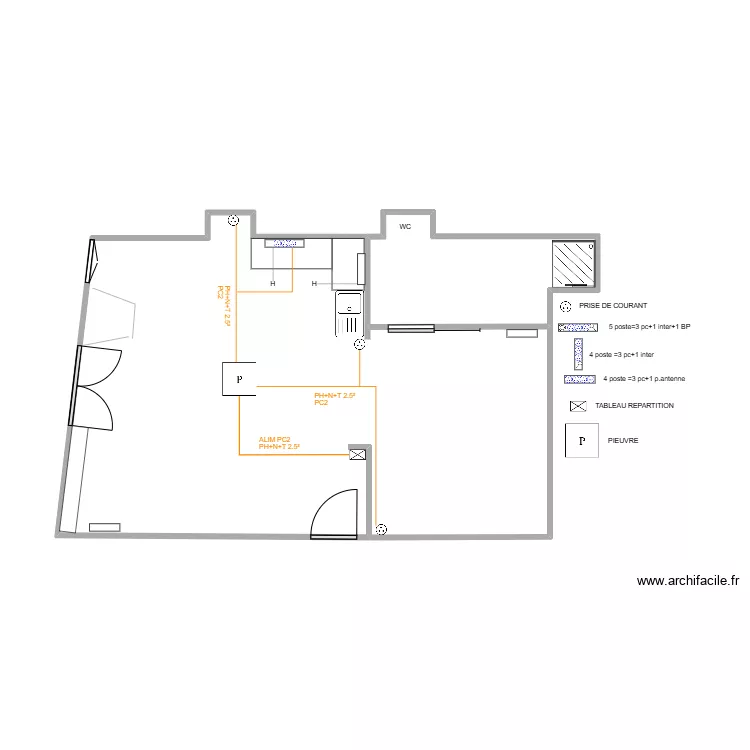plans studio PC2. Plan de 