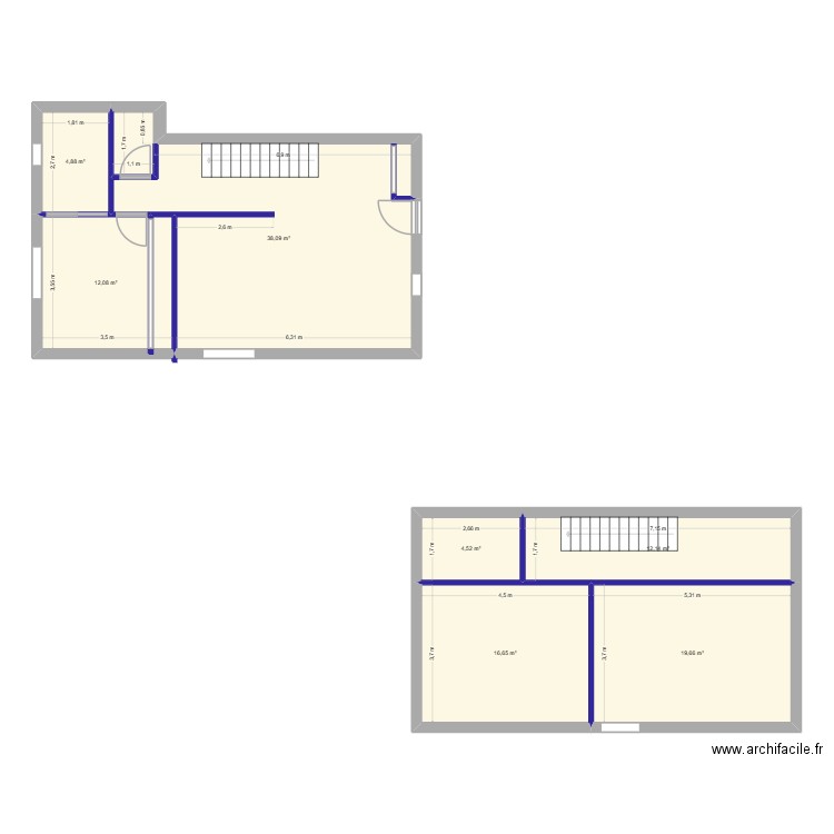 LMS. Plan de 7 pièces et 108 m2