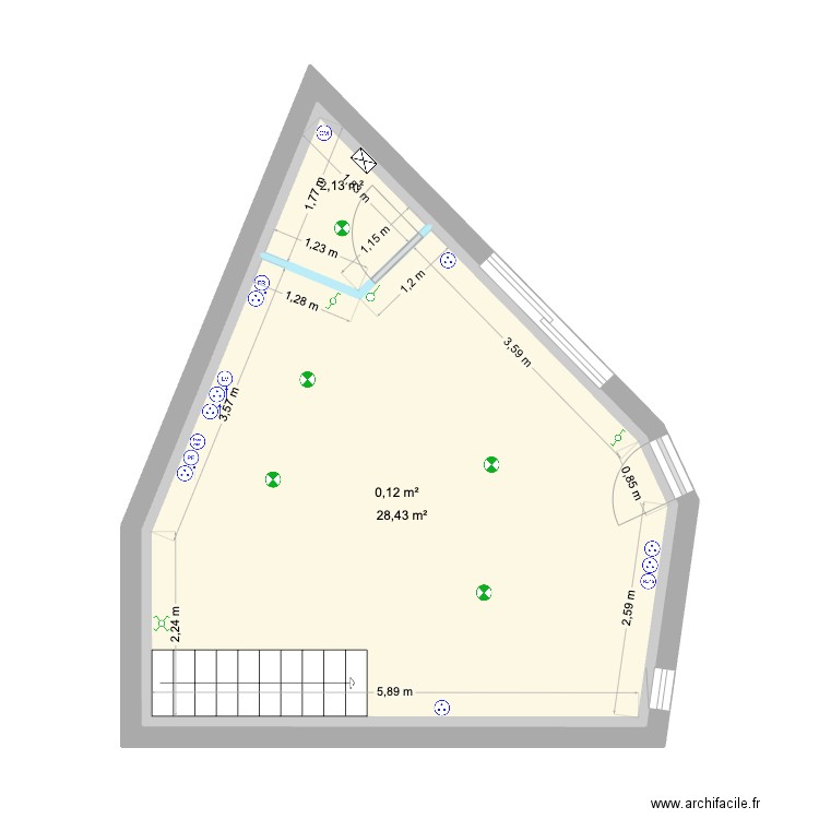 RDC petite loc électricité1. Plan de 3 pièces et 64 m2