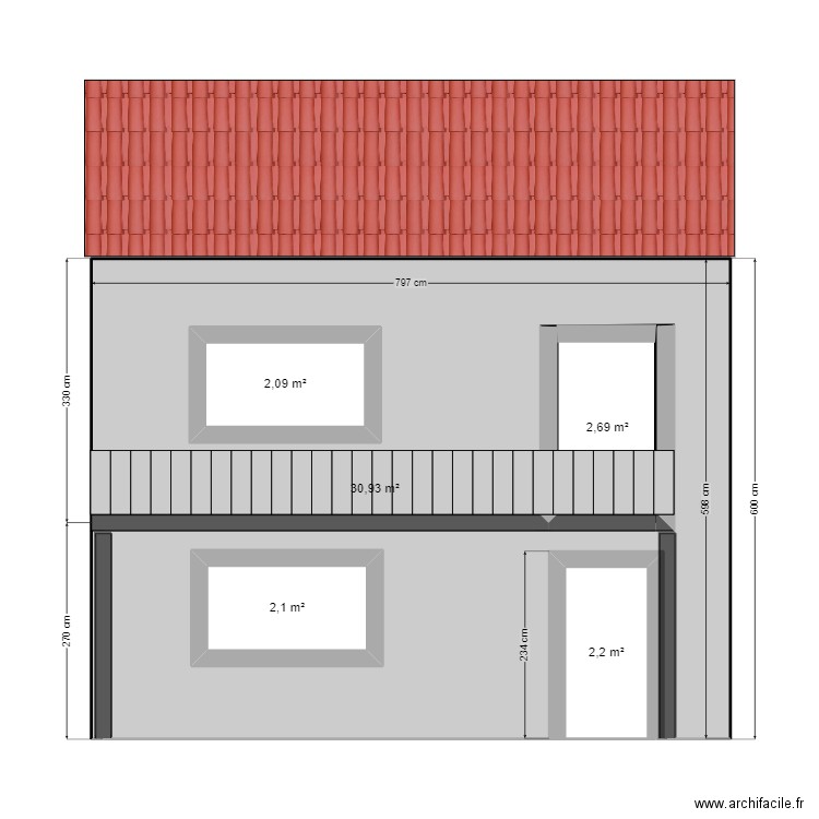 DANILOVIC FACADE ARRIERE PROJET 10. Plan de 5 pièces et 47 m2