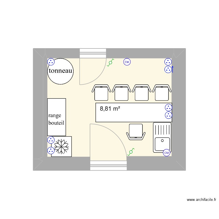 cave cplt. Plan de 1 pièce et 9 m2