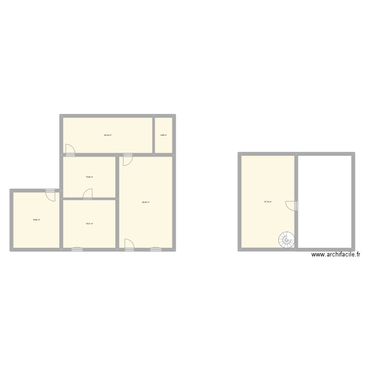 Villeny epicerie. Plan de 7 pièces et 159 m2