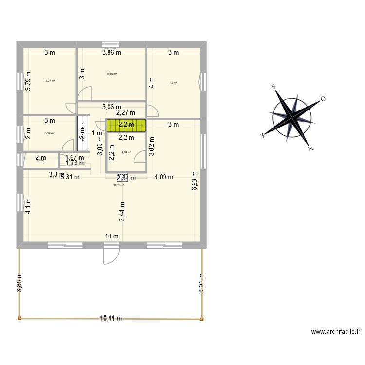 maison n3. Plan de 8 pièces et 111 m2