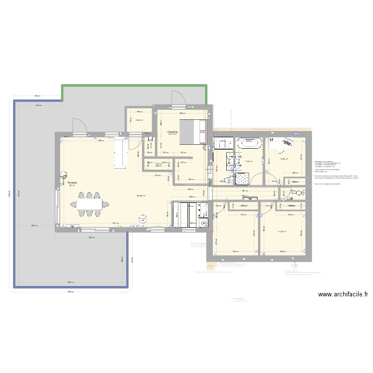 PLAN COTE EXTENSION avec cotes exactes. Plan de 21 pièces et 423 m2