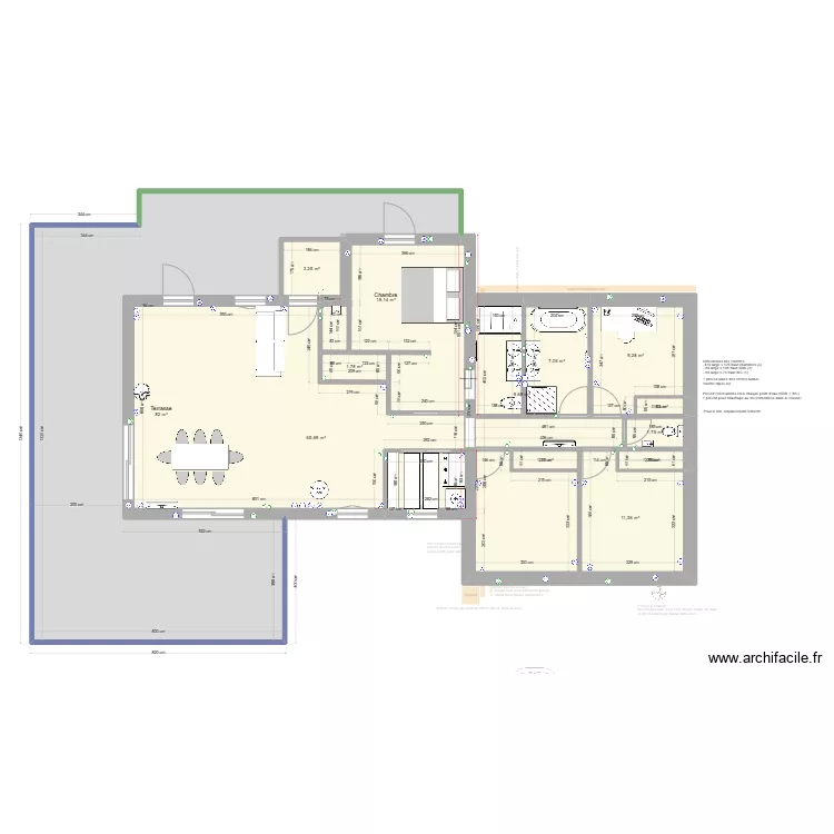 PLAN COTE EXTENSION avec cotes exactes. Plan de 