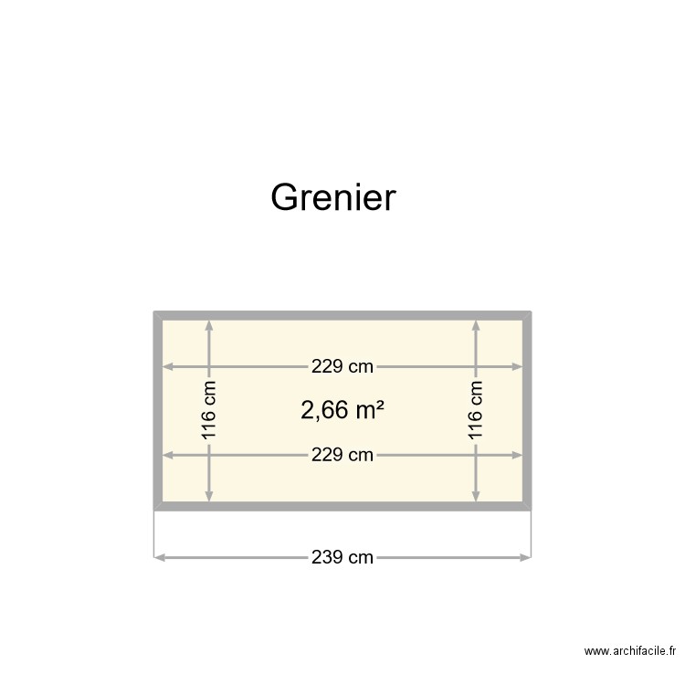 Grenier. Plan de 1 pièce et 3 m2