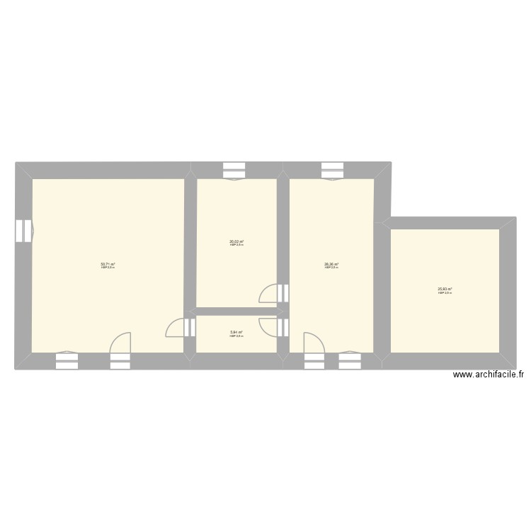 moulin. Plan de 5 pièces et 131 m2