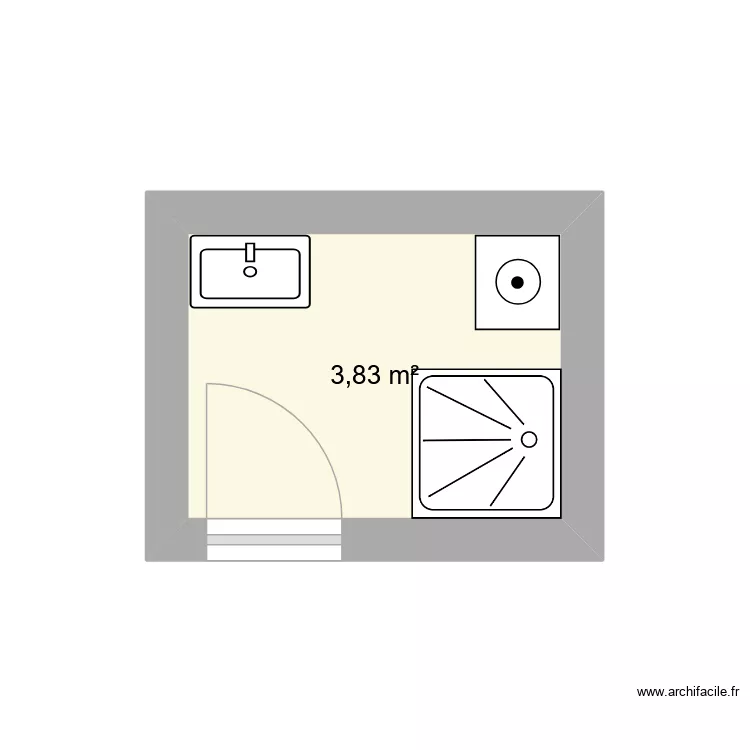 SDB PONT DU LAS. Plan de 1  et 4 m²