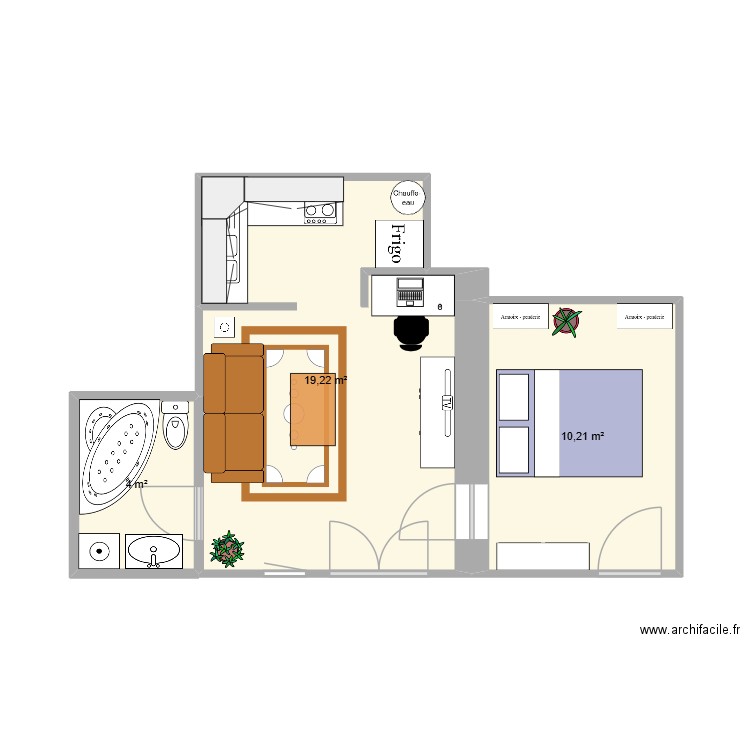 Plan appart meublé. Plan de 3 pièces et 33 m2