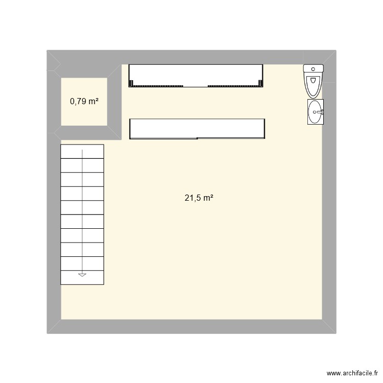 boutique. Plan de 2 pièces et 22 m2