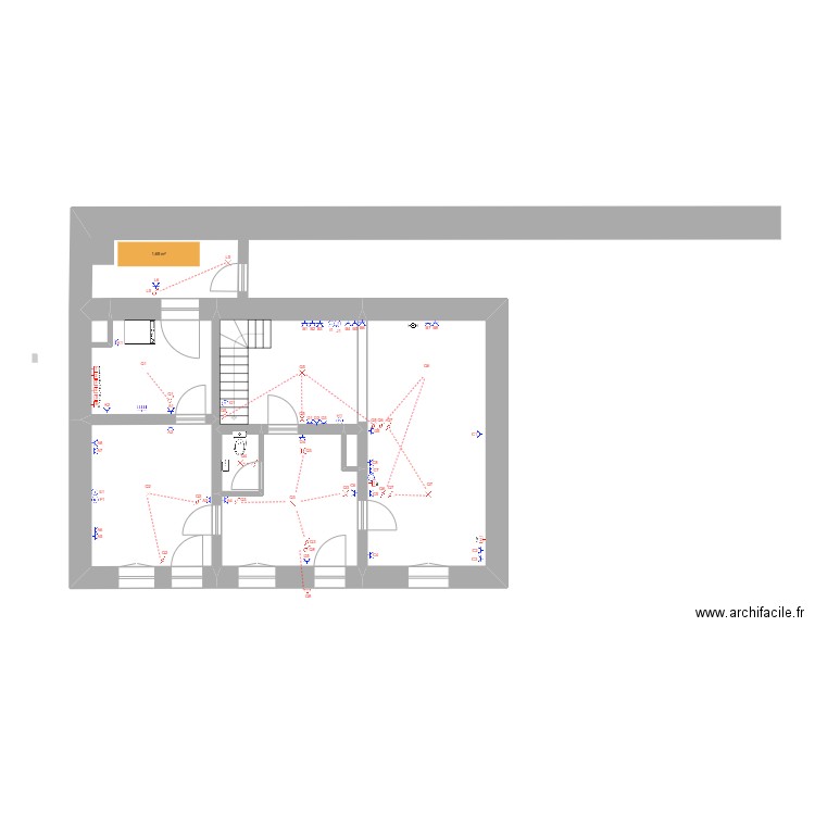 schema elect. RDC. Plan de 7 pièces et 74 m2
